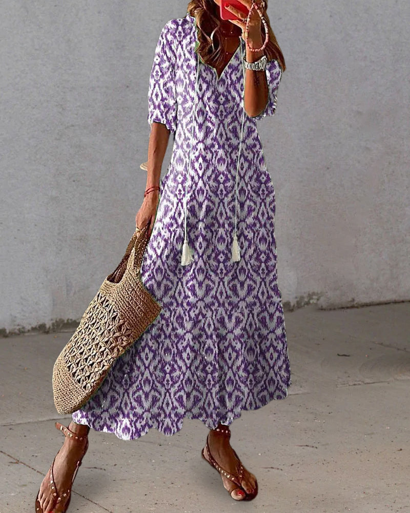 CELESTE | Vestido Boho Vintage de Verano con Escote en V