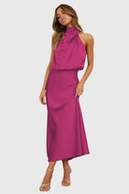 AVA | Glamorous Satin Halter Dress