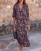 NATHALIE | Vestido Retro Impreso con Escote en V