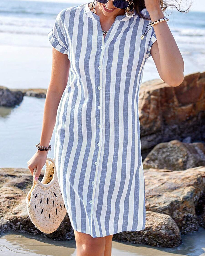 MARTINE | Elegante Vestido Camisero a Rayas