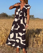 Elowen - Vestido Sin Mangas con Diseño Geométrico Asimétrico