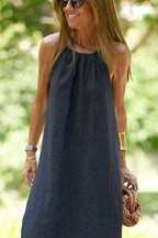 "Vestido Maxi Halter de Lino Down By The Cove"