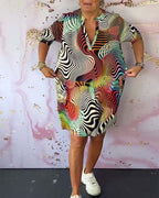 BEVERLEY | V-Collar Colorful Dress