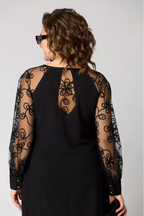 WINIFRED | VESTIDO ELEGANTE DE ENCAGE EN NEGRO