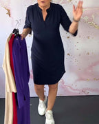LETTICE | Vestido Sólido con Escote en V