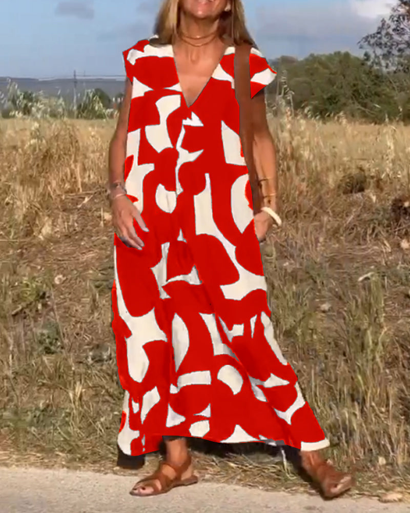 Elowen - Vestido Sin Mangas con Diseño Geométrico Asimétrico