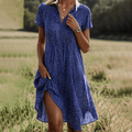 ROSALINDA | Vestido Midi con Cuello en V y Estampado de Puntos