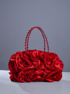 Bolso de Satén Rojo Adahy Flower