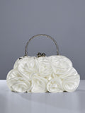 Bolso de Satén Adahy con Diseño Floral en Blanco