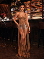 Vestido de Playa con Flecos y Cuello Halter Myxandria