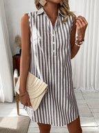 ANNETTE | Vestido Camisero Sin Mangas a Rayas