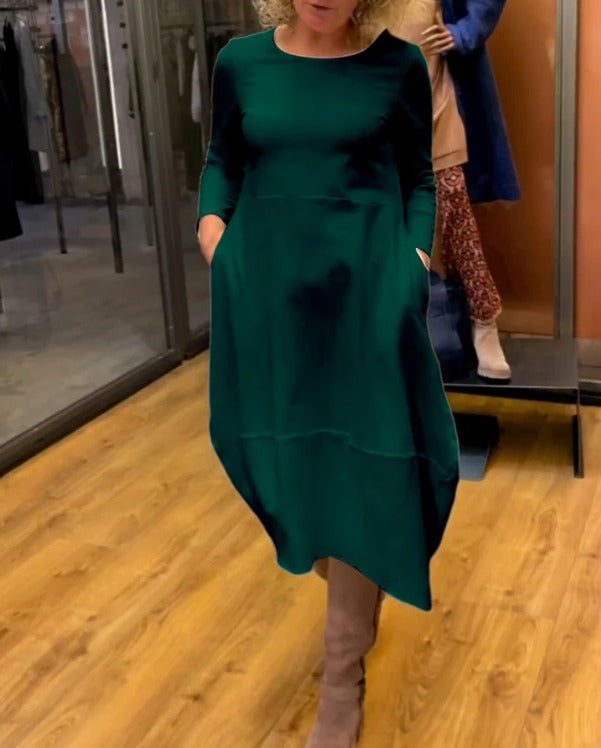 MAEVE | Vestido Midi Negro con Bolsillos