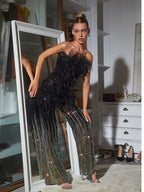 Mono de Lentejuelas con Plumas Ombre en Estilo Shiva
