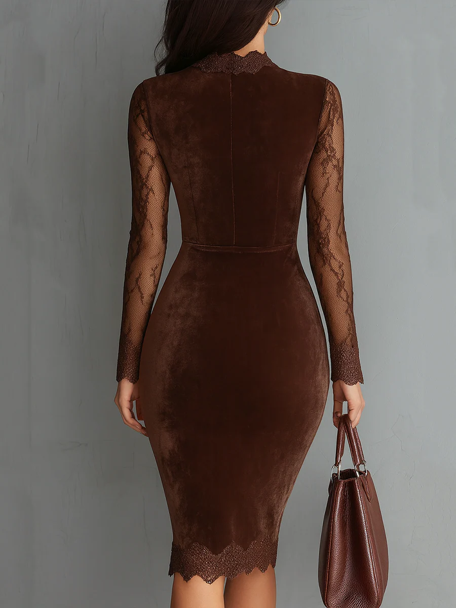 CRESSIDA | Vestido de terciopelo con mangas de encaje estilo vintage