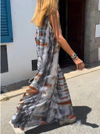 Maxi Vestido de Tirantes con Escote en V y Estampado Tie-Dye