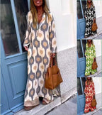 Maxi Vestido de Viscosa con Diseño de Mosaico