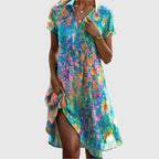 ROSALINDA | Vestido Midi con Cuello en V y Estampado de Puntos